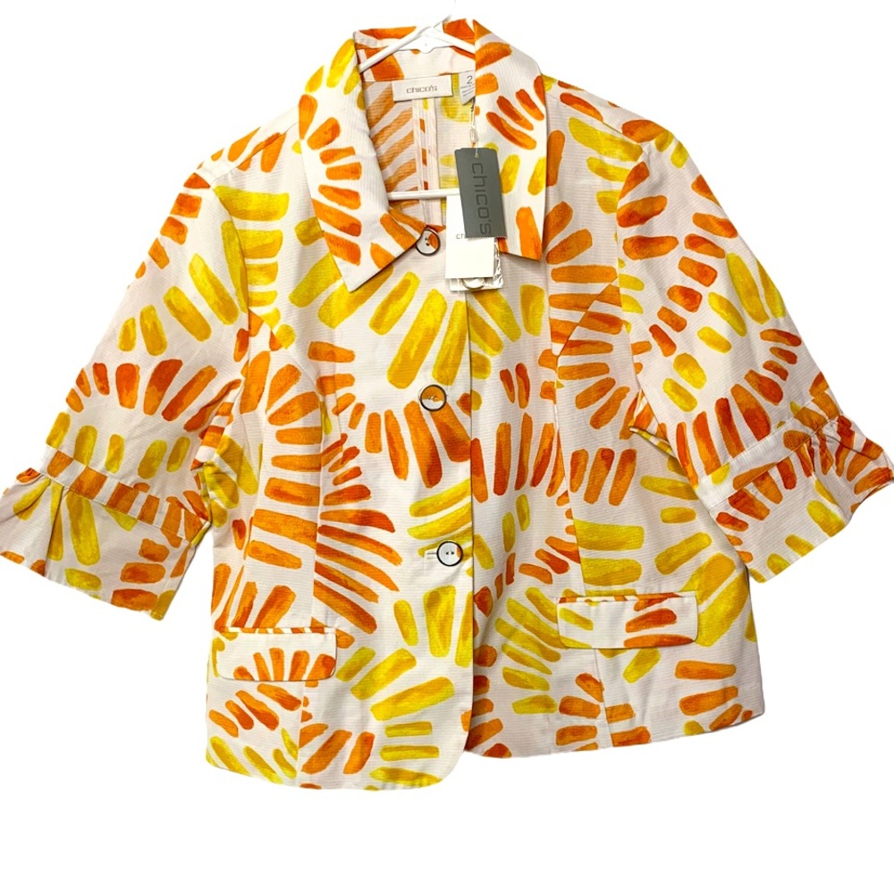 Chico’s Flower Power Button Front Jacket